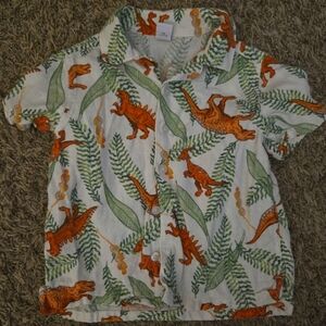Old Navy Dino Linen Blend Button Down 3t